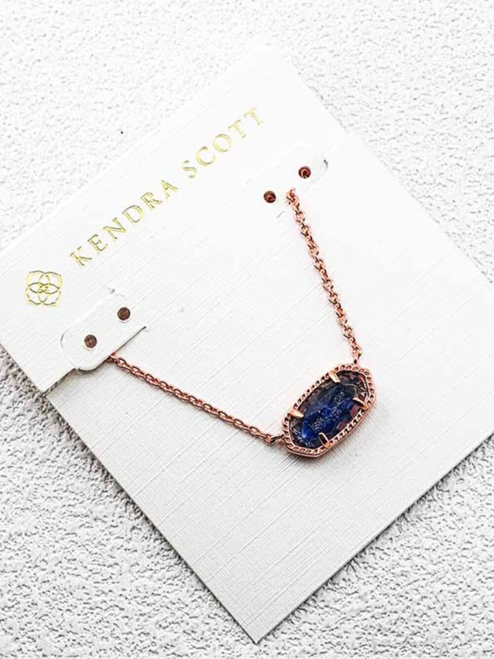 Kendra Scott Rose Gold Chain Necklace with Blue Stone